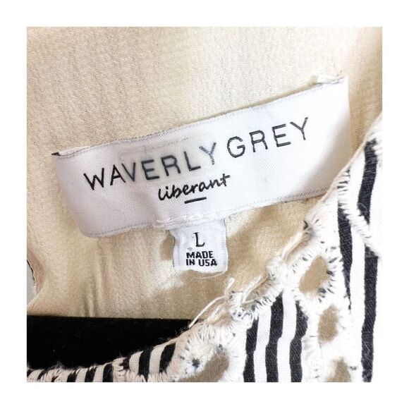 Waverly Grey Dress Carolyn Shift Blue & White Printed Embroidery Cut Outs Large - Picture 7 of 8